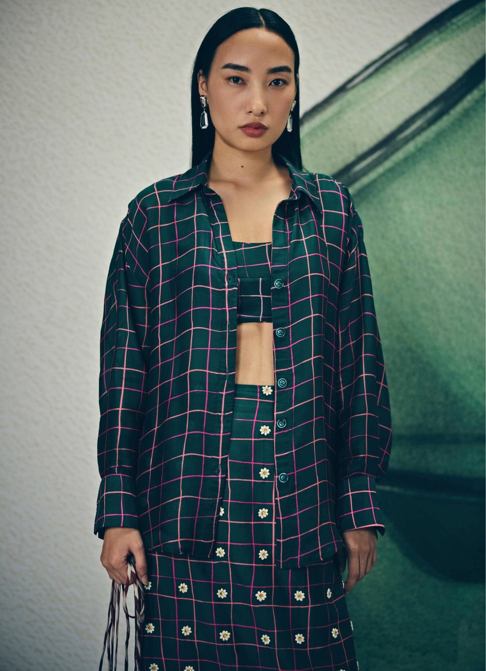 Emerald Green Silk Skirt Set Paulmi and Harsh X Ease - Fabilicious Fashion