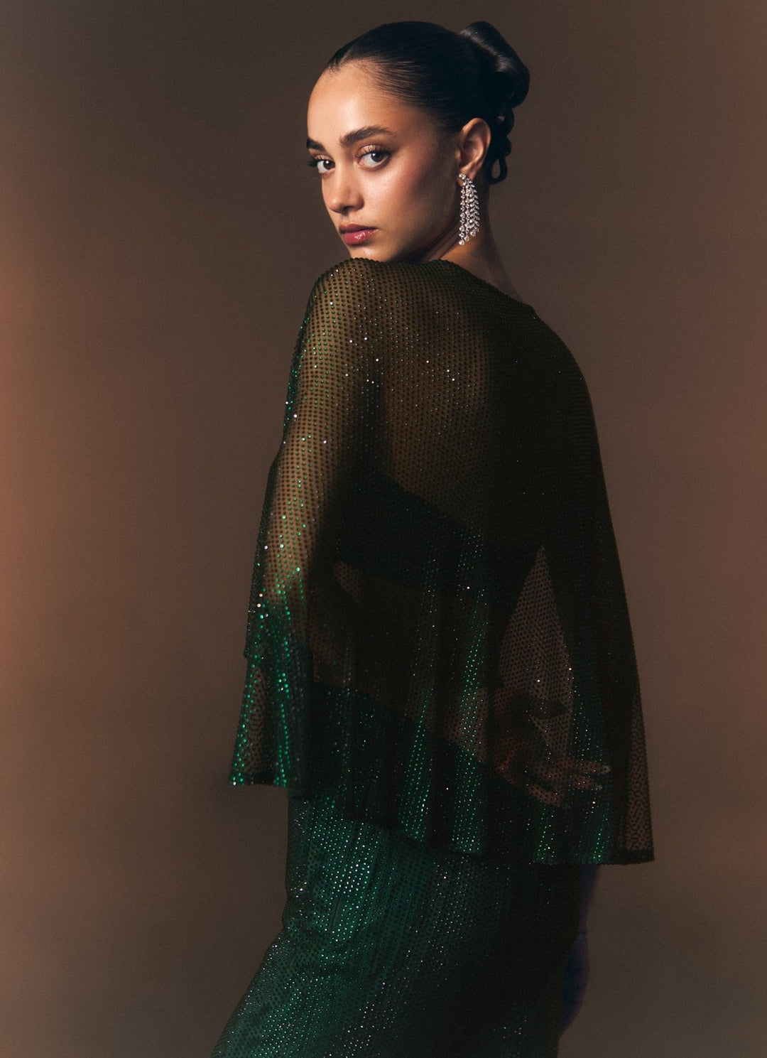 Angad Singh Emerald Green Soft Net Blouse Sharara With CapeFabilicious Fashion