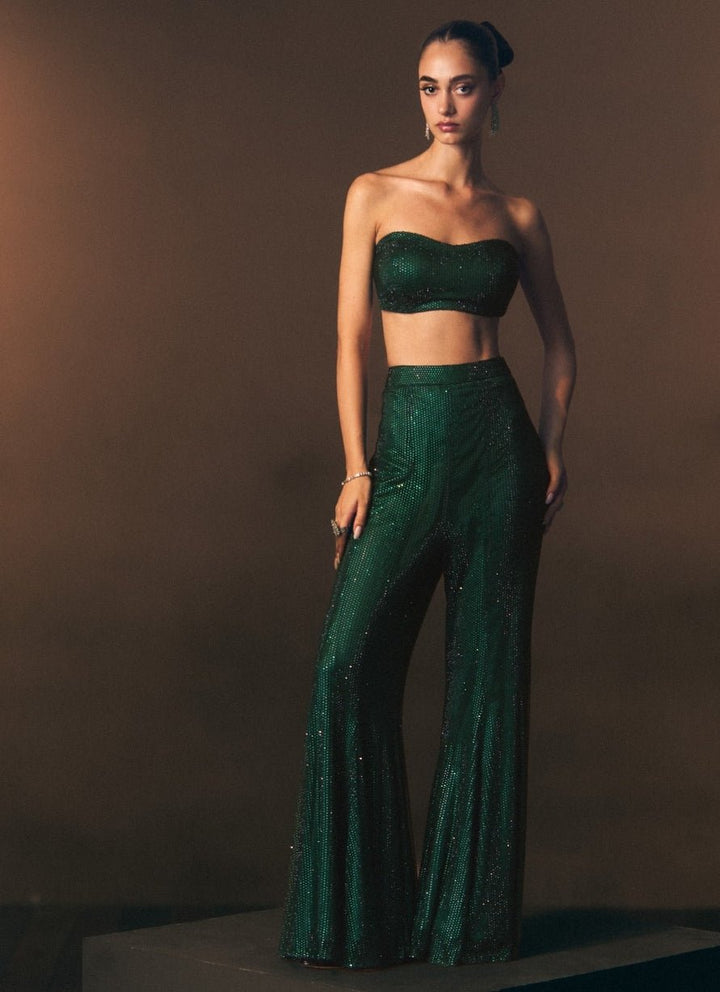 Angad Singh Emerald Green Soft Net Blouse Sharara With CapeFabilicious Fashion