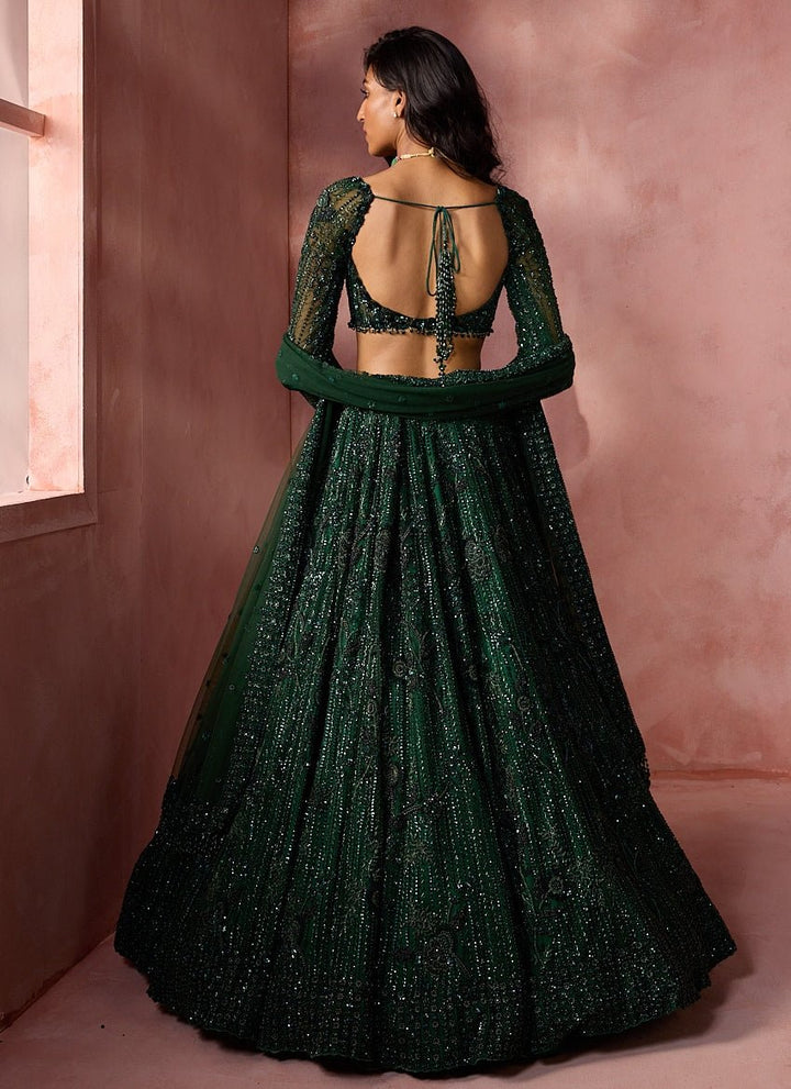Emerald Green Soft Net Lehenga Set Nitika Gujral - Fabilicious Fashion