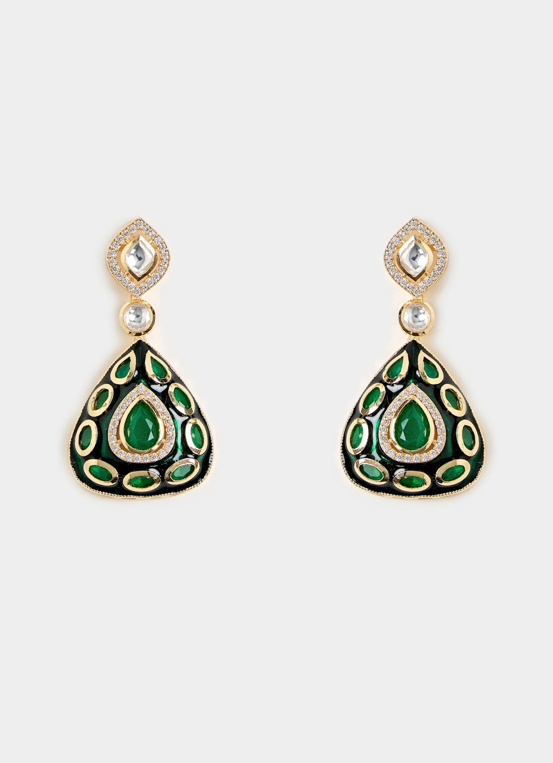 Emerald Green Stone Choker Set With Earrings Vivinia By Vidhi Mehra - Fabilicious Fashion