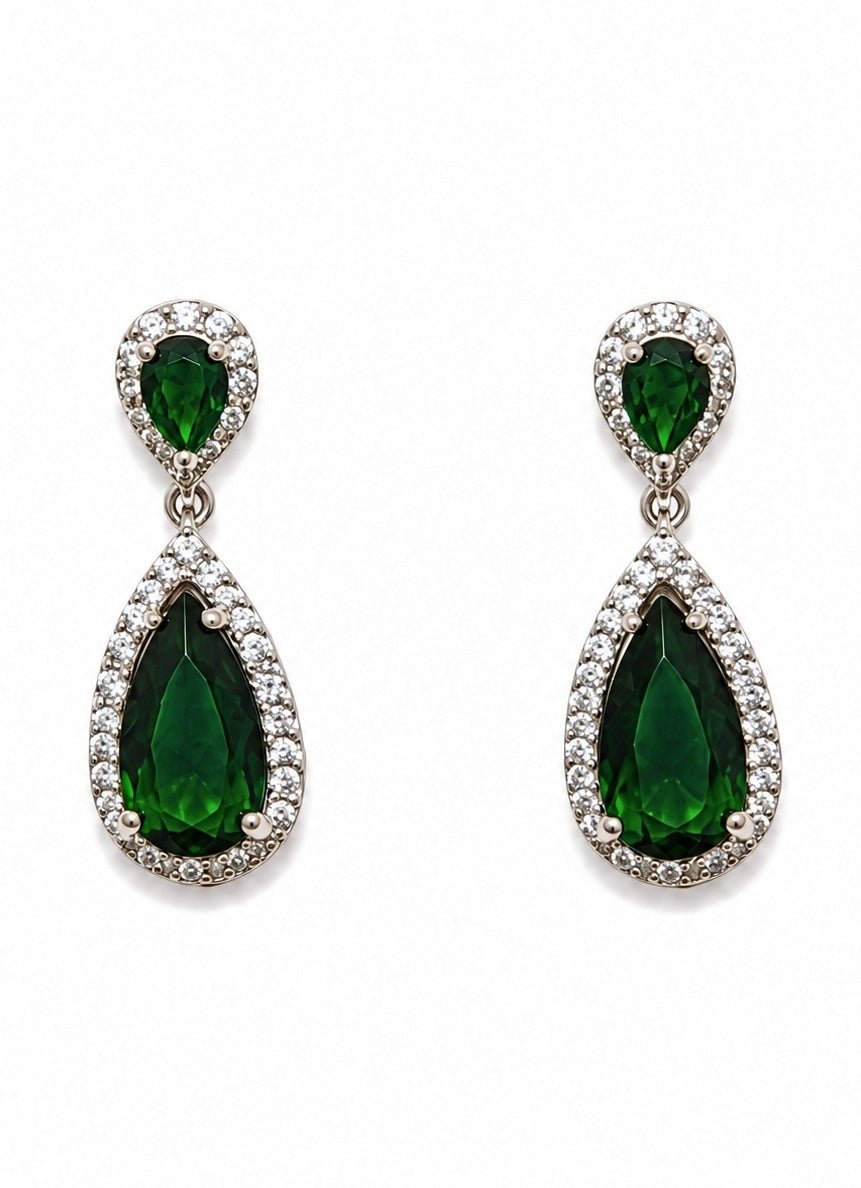 Vivinia by Vidhi Mehra Emerald Green Teardrop Necklace SetFabilicious Fashion