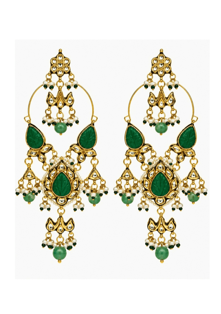 Vivinia By Vidhi Mehra Emerald Kundan Drop EarringsFabilicious Fashion