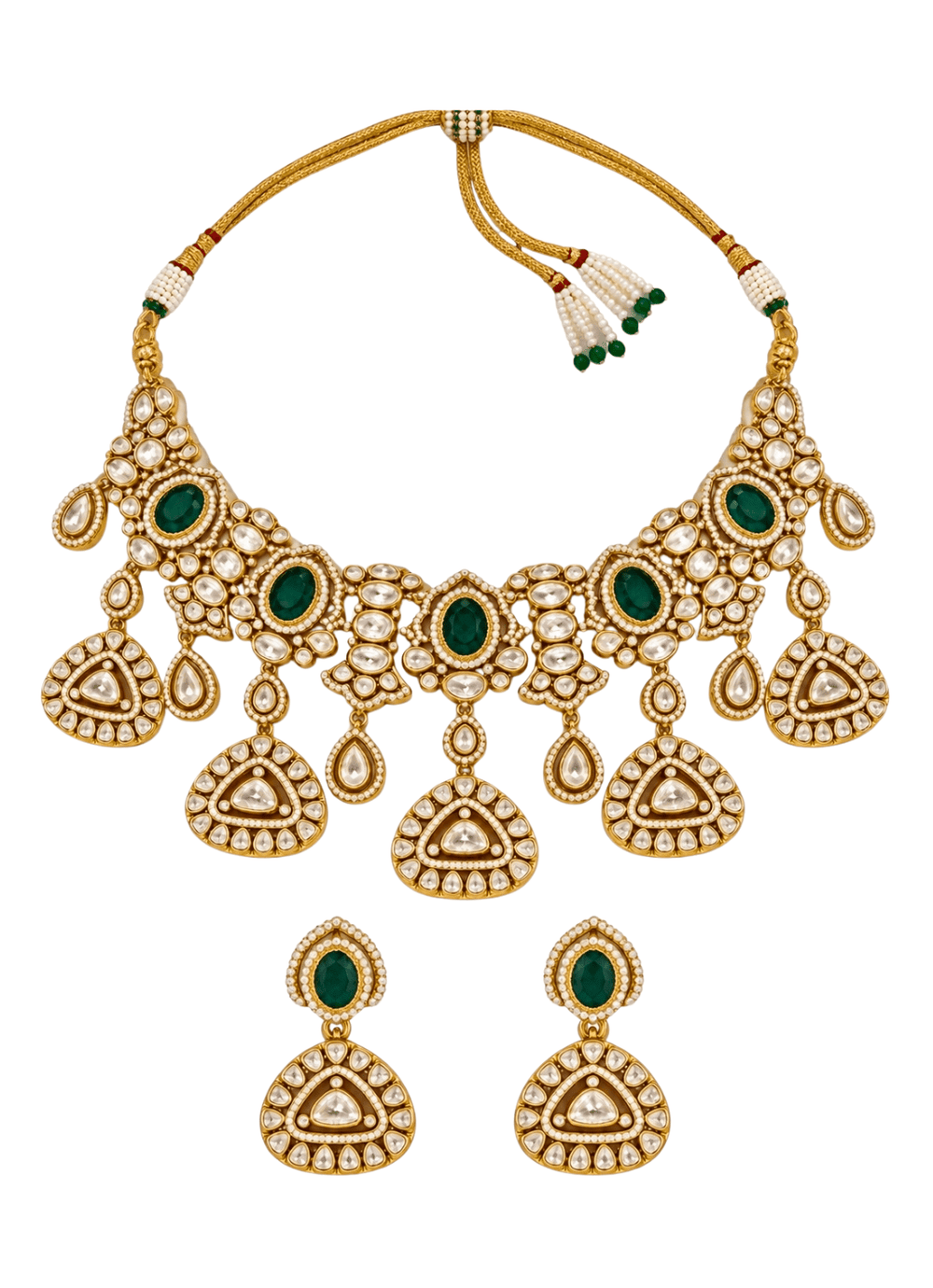 Vivinia By Vidhi Mehra Emerald Kundan Statement Necklace SetFabilicious Fashion