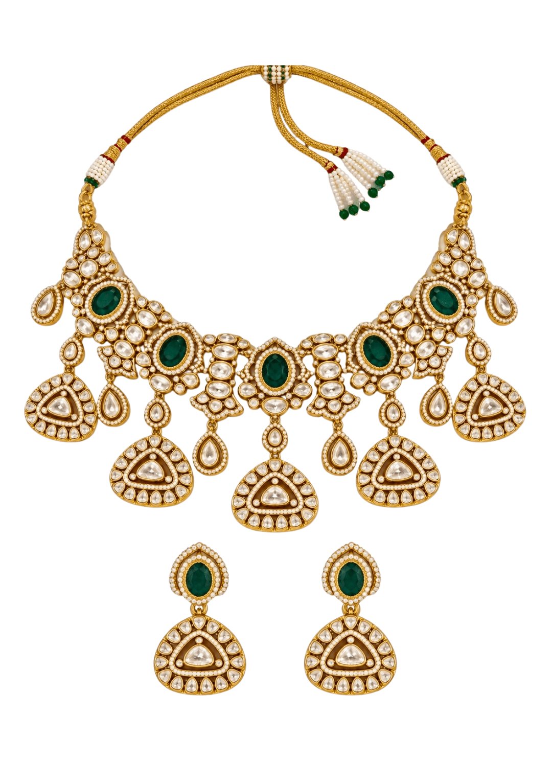 Vivinia By Vidhi Mehra Emerald Kundan Statement Necklace SetFabilicious Fashion
