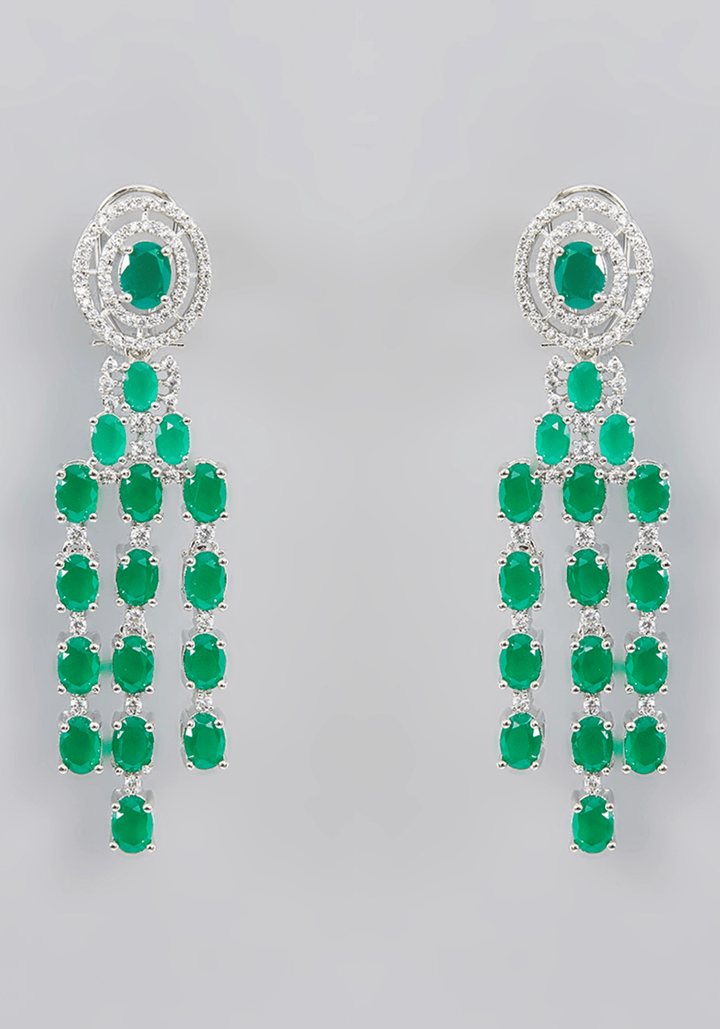 Emerald Layered Faux Diamond Necklace Set Zevar by Geeta - Fabilicious Fashion