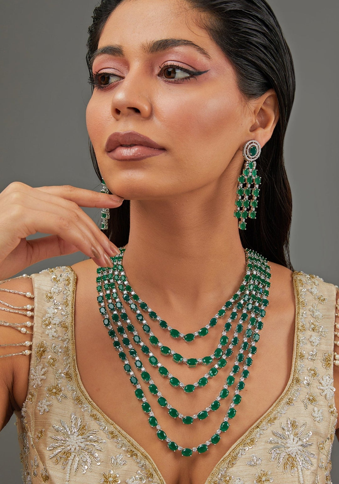 Faux emerald necklace hotsell