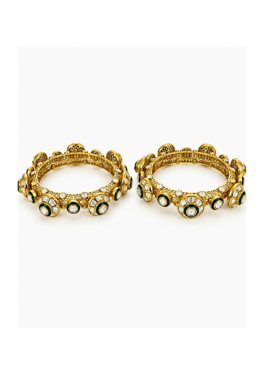Vivinia By Vidhi Mehra Emerald Moissanite Polki Bangle SetFabilicious Fashion