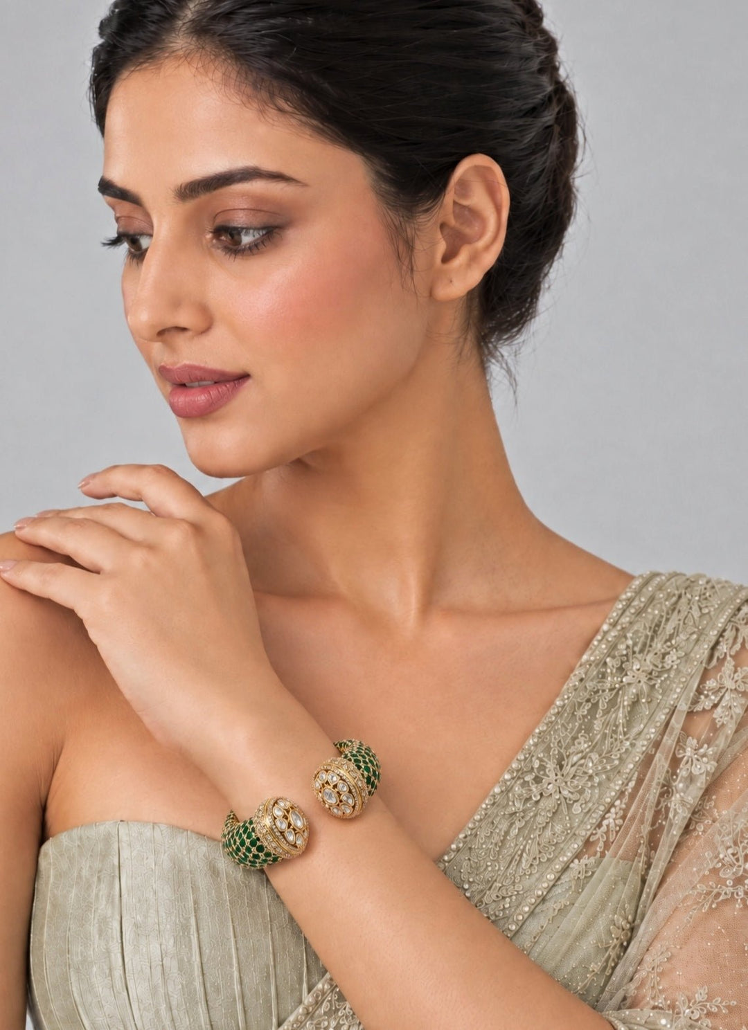 Vivinia By Vidhi Mehra Emerald Moissanite Polki BanglesFabilicious Fashion