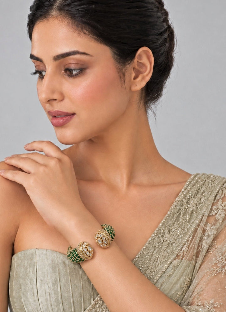 Vivinia By Vidhi Mehra Emerald Moissanite Polki BanglesFabilicious Fashion