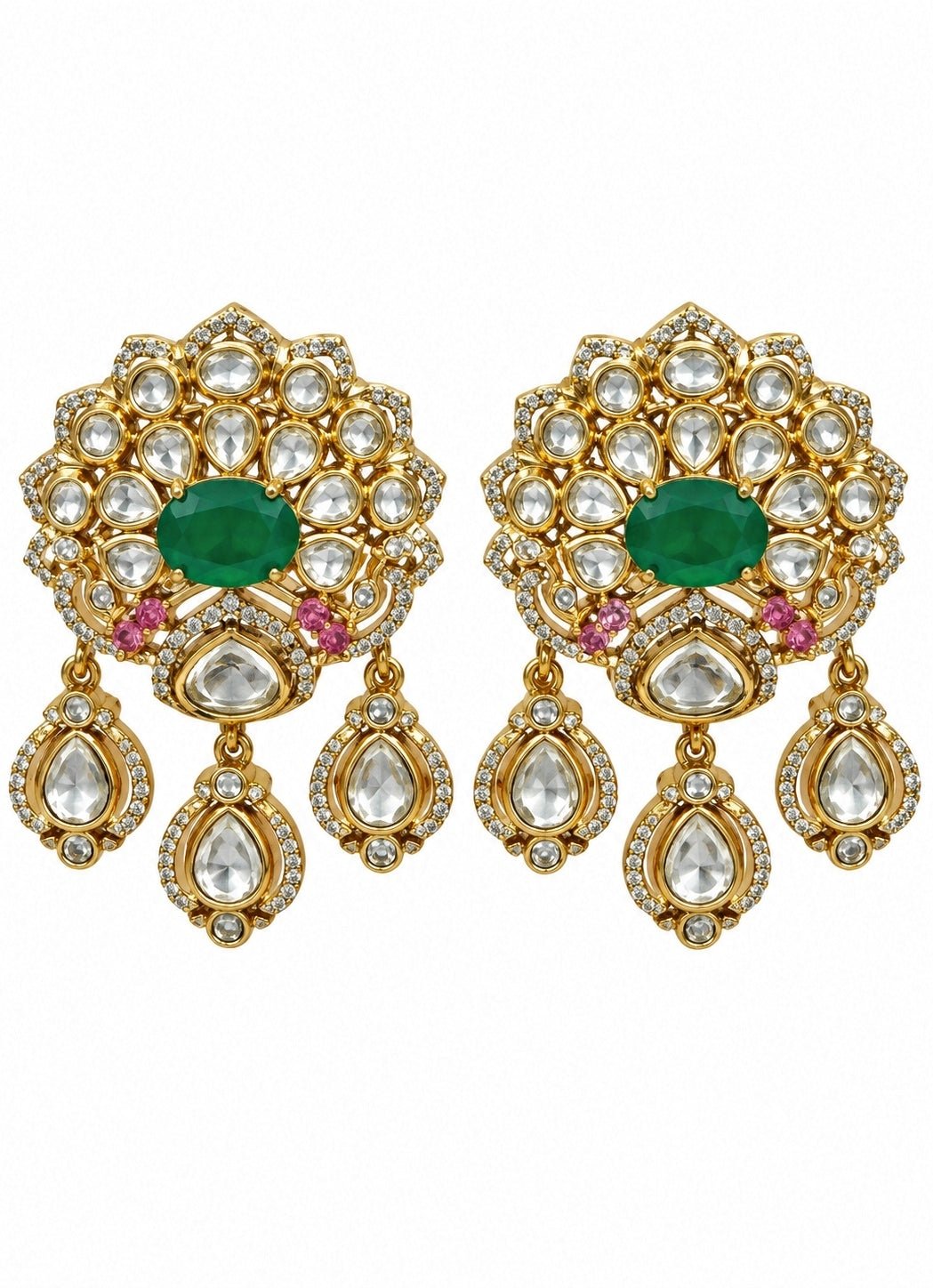 Vivinia By Vidhi Mehra Emerald Moissanite Polki Choker SetFabilicious Fashion