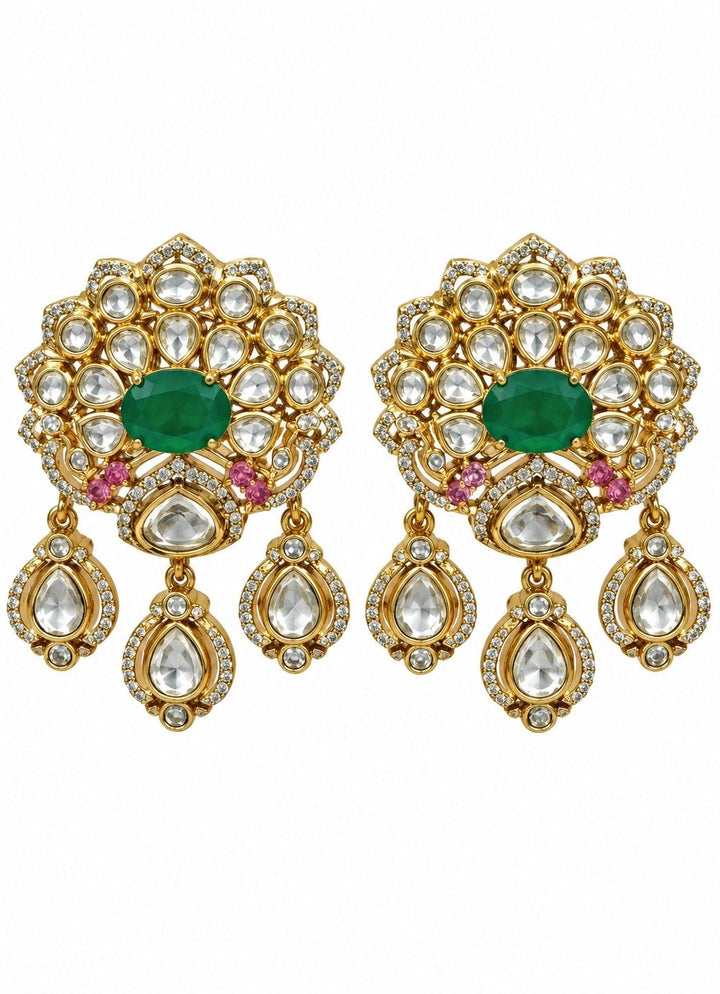Vivinia By Vidhi Mehra Emerald Moissanite Polki Choker SetFabilicious Fashion