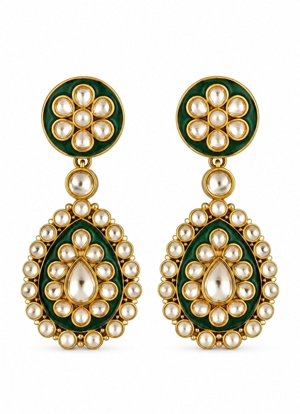 Vivinia By Vidhi Mehra Emerald Moissanite Polki Necklace SetFabilicious Fashion