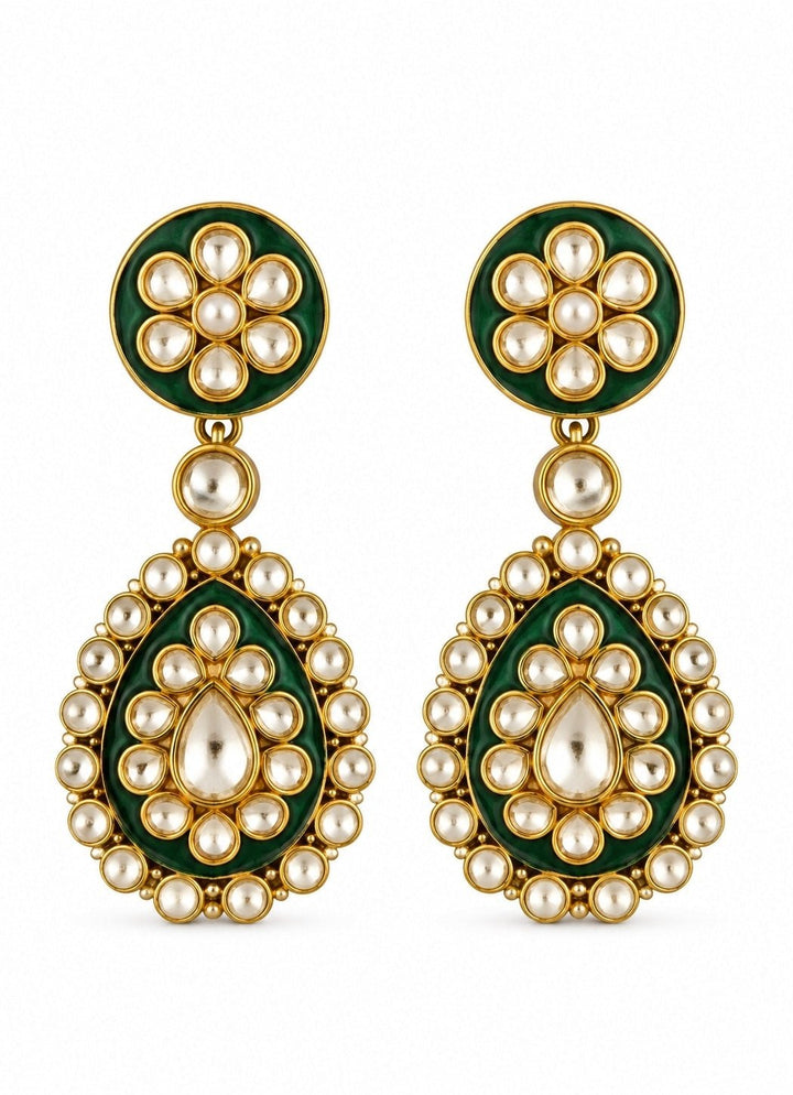 Vivinia By Vidhi Mehra Emerald Moissanite Polki Necklace SetFabilicious Fashion