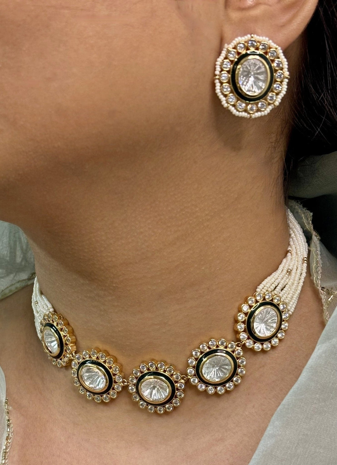 Naymee Emerald Pearl And Polki Choker SetFabilicious Fashion