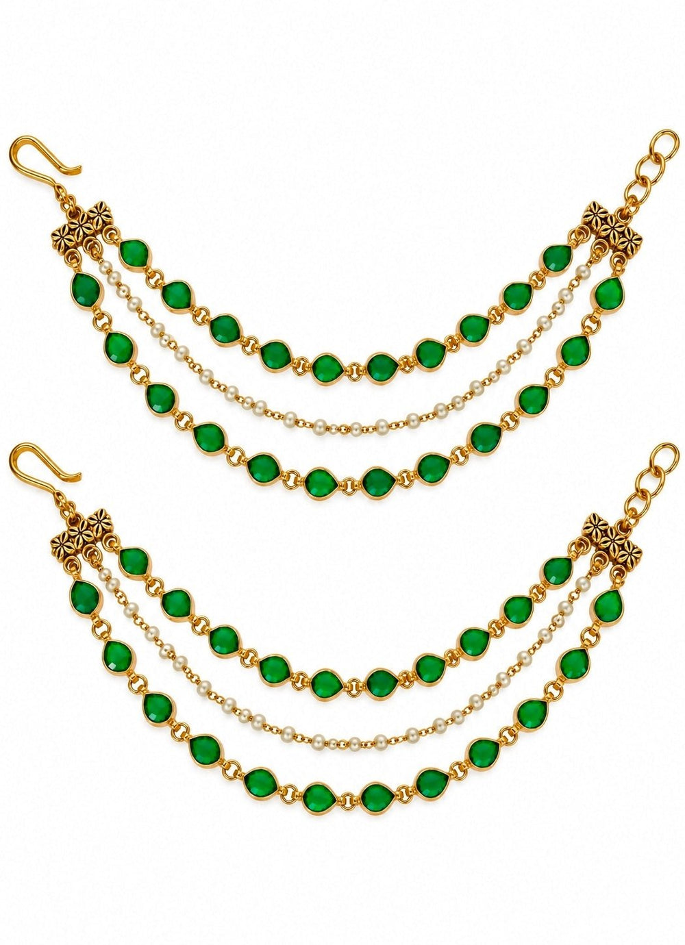 Vivinia By Vidhi Mehra Emerald Pearl Layered EarchainFabilicious Fashion