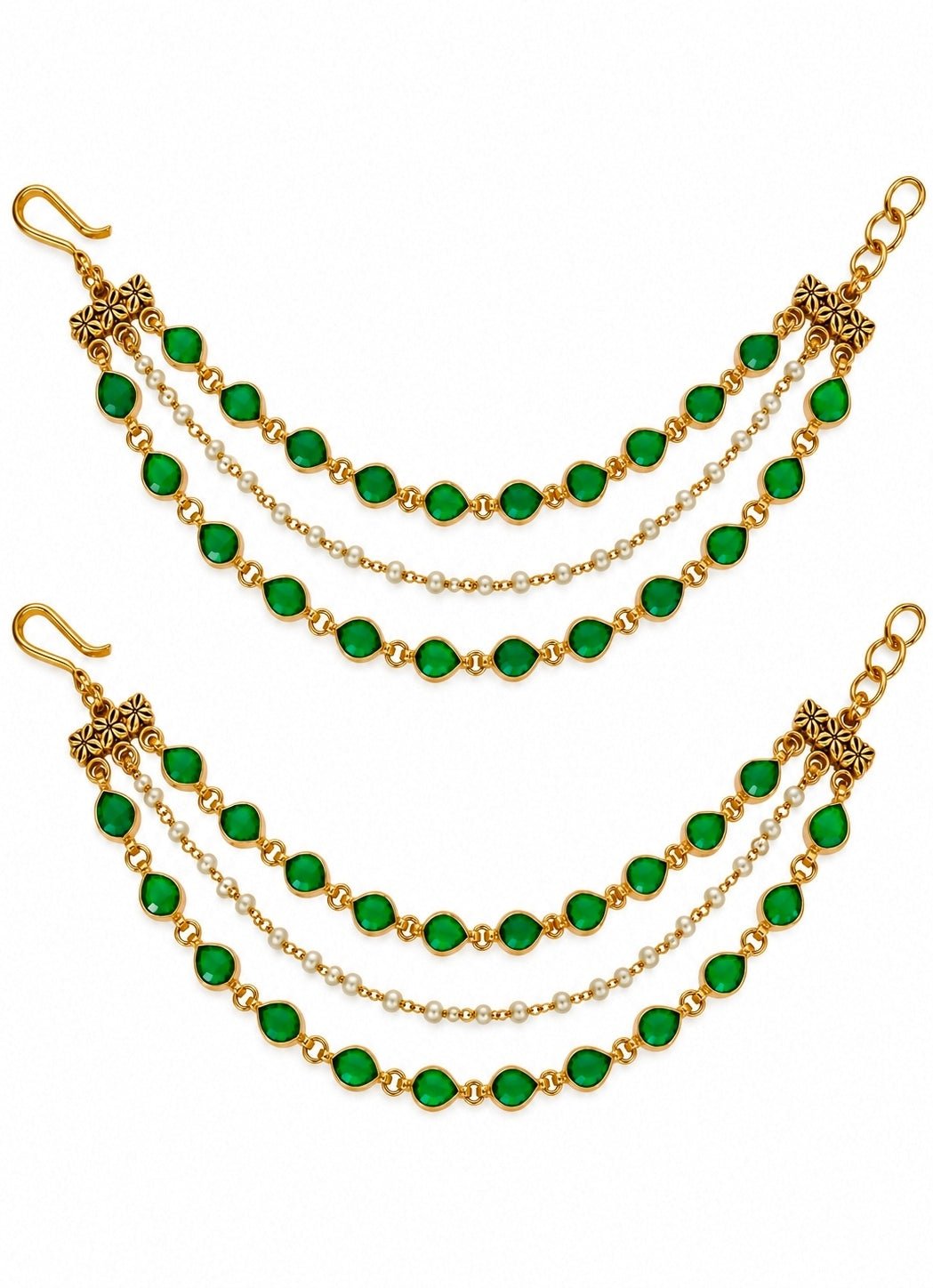 Vivinia By Vidhi Mehra Emerald Pearl Layered EarchainFabilicious Fashion