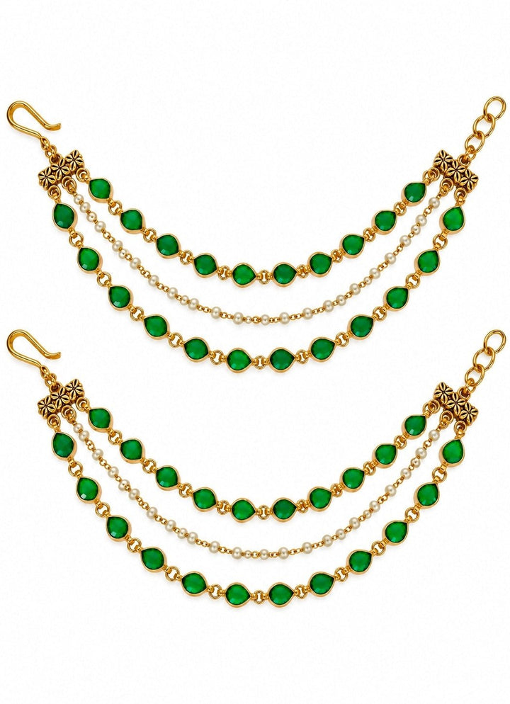 Vivinia By Vidhi Mehra Emerald Pearl Layered EarchainFabilicious Fashion