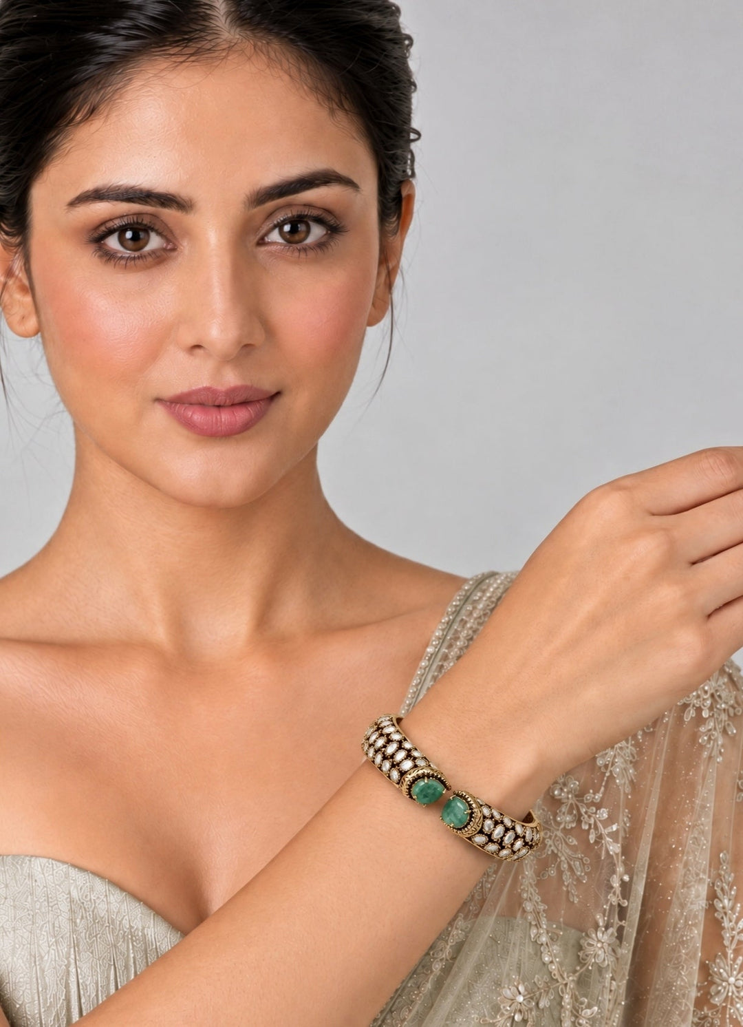 Vivinia By Vidhi Mehra Emerald Pearl Moissanite Polki KadaFabilicious Fashion