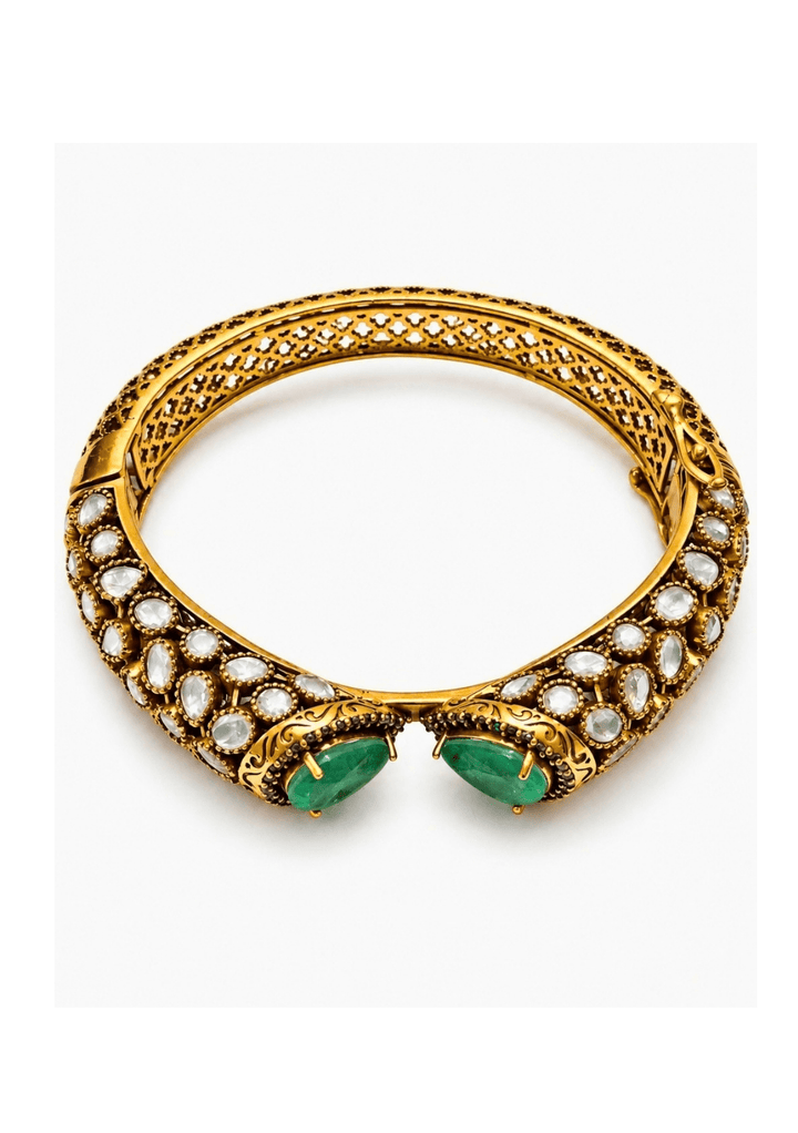 Vivinia By Vidhi Mehra Emerald Pearl Moissanite Polki KadaFabilicious Fashion