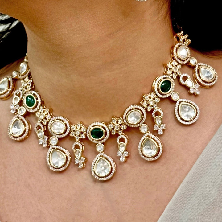 Naymee Emerald Polki And Kundan Choker SetFabilicious Fashion