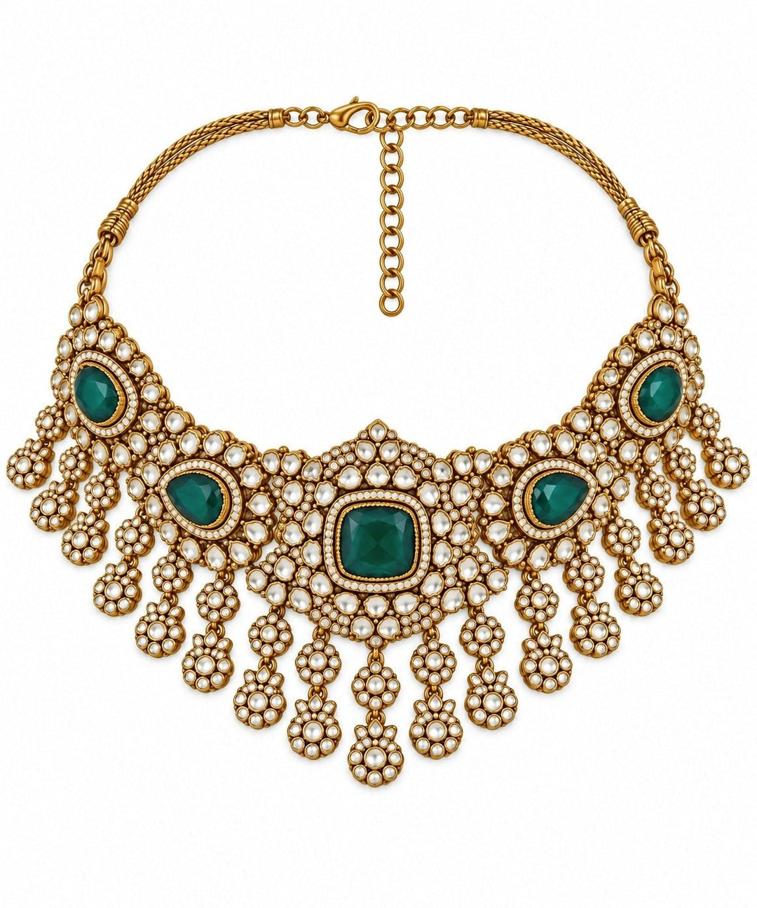Vivinia By Vidhi Mehra Emerald Polki Kundan Necklace SetFabilicious Fashion