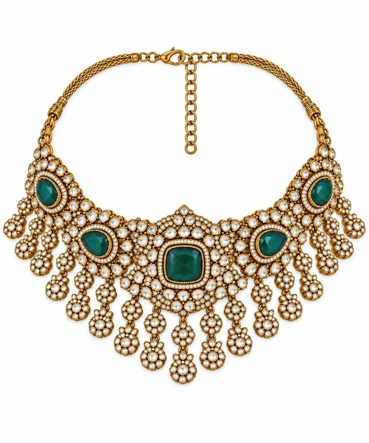 Vivinia By Vidhi Mehra Emerald Polki Kundan Necklace SetFabilicious Fashion