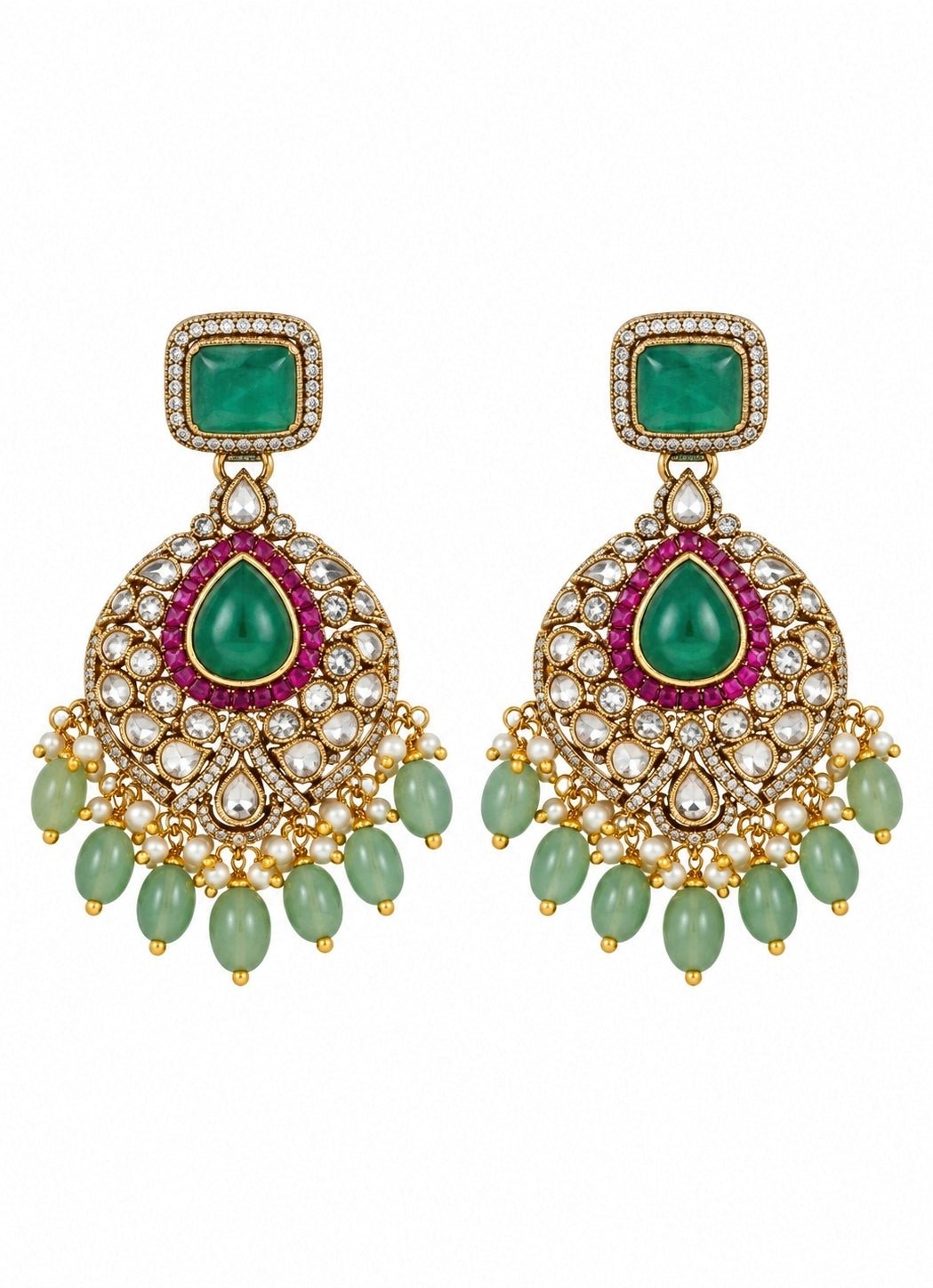 Vivinia By Vidhi Mehra Emerald Polki Statement Necklace SetFabilicious Fashion
