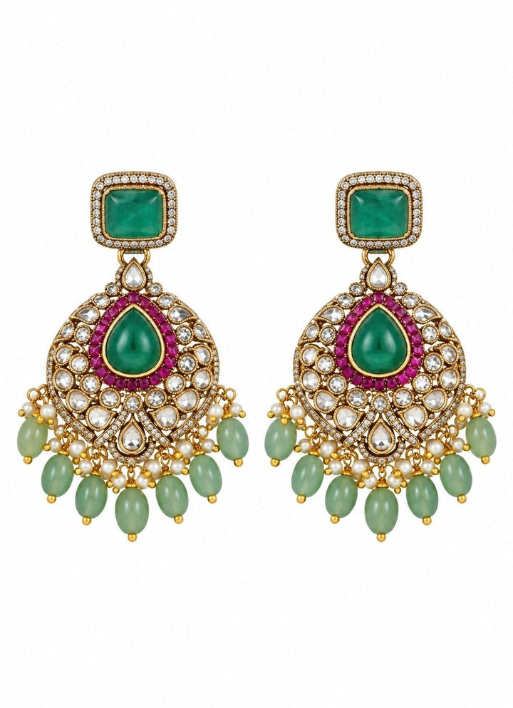 Vivinia By Vidhi Mehra Emerald Polki Statement Necklace SetFabilicious Fashion