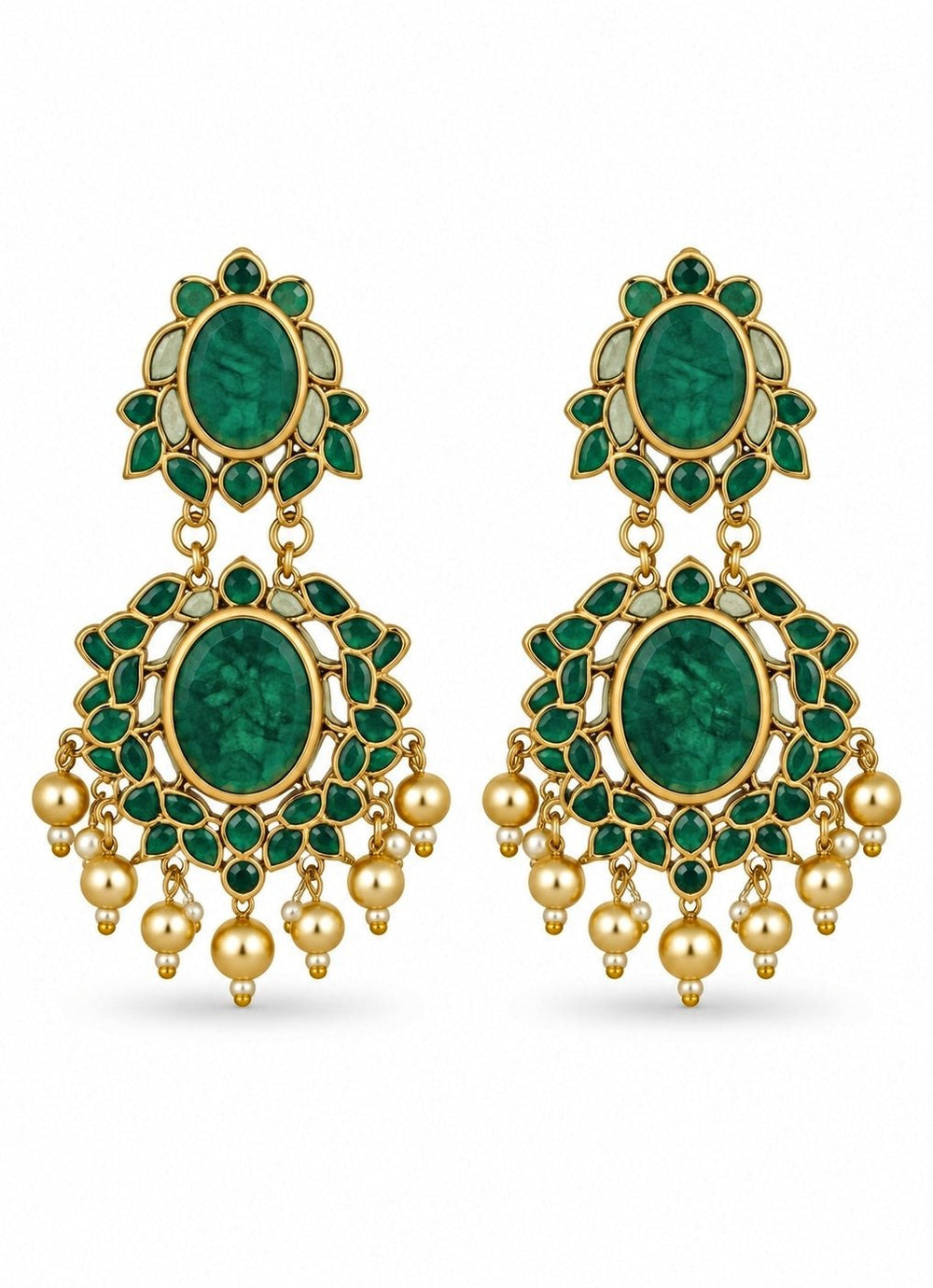 Vivinia By Vidhi Mehra Emerald Stone Statement EarringsFabilicious Fashion
