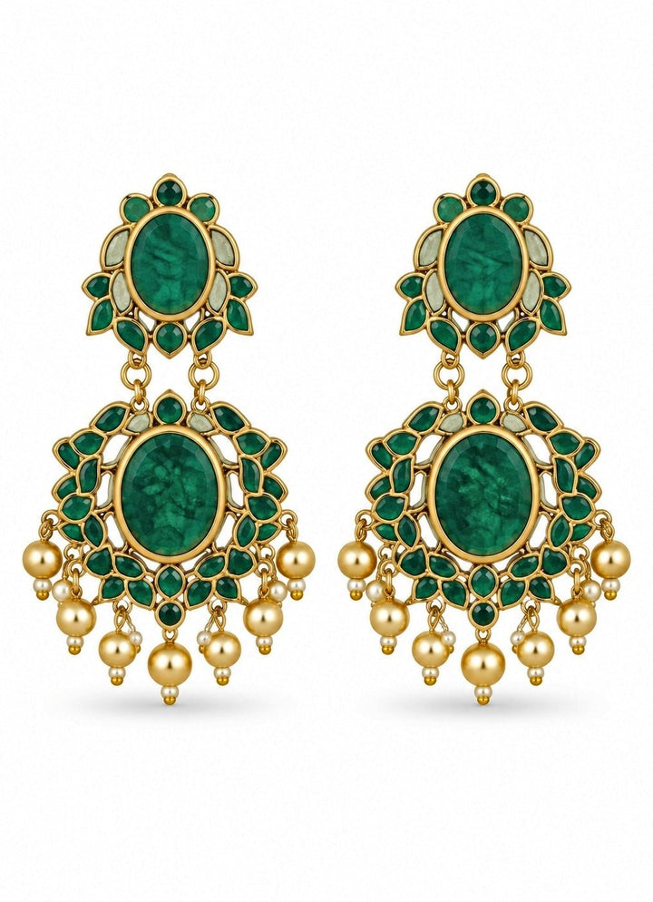 Vivinia By Vidhi Mehra Emerald Stone Statement EarringsFabilicious Fashion
