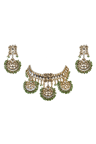 Fan Shaped Necklace Set Riana by Shikha Jindal - Fabilicious Fashion