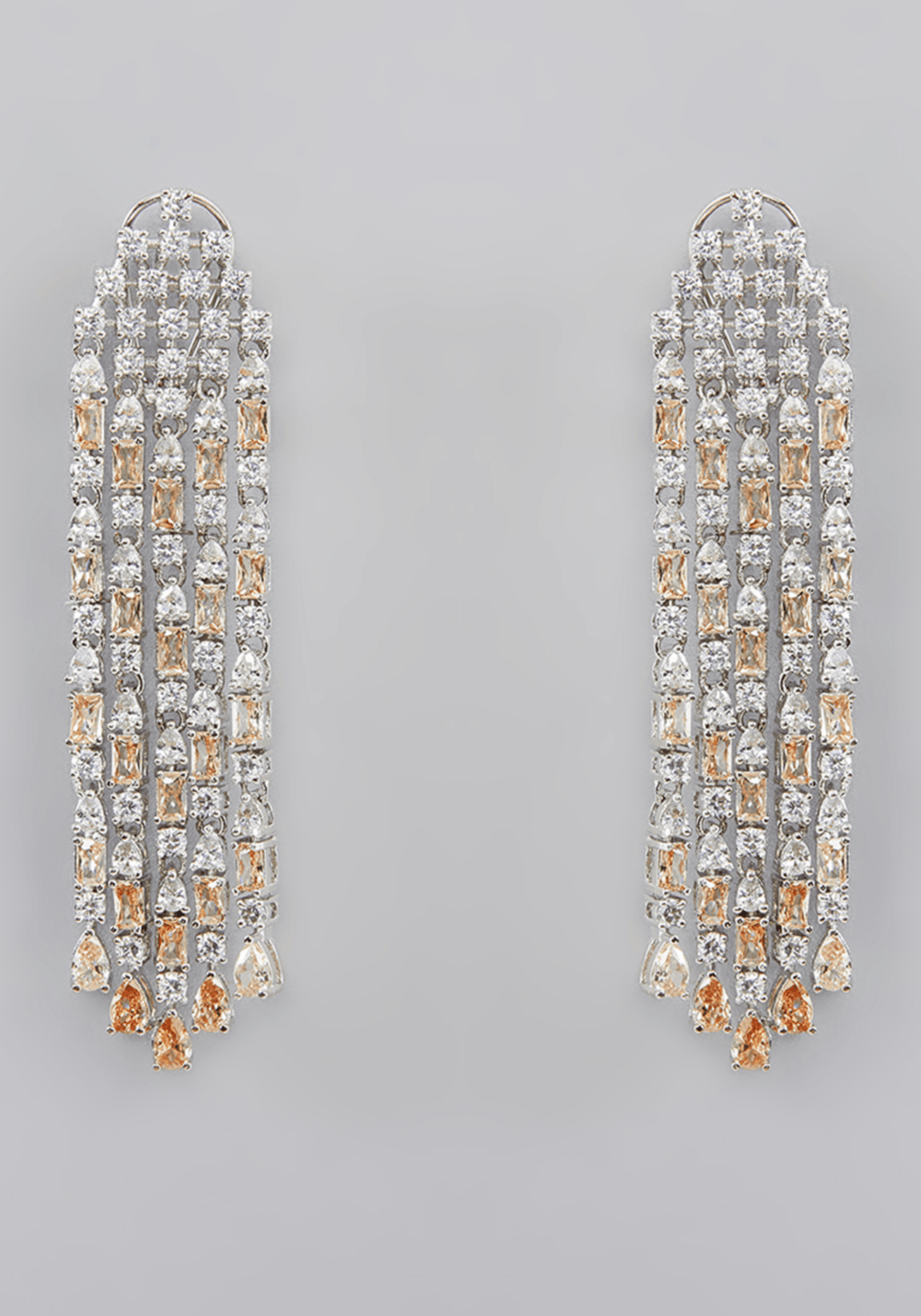 Faux Diamond 3 String Chandelier Earrings Zevar by Geeta - Fabilicious Fashion