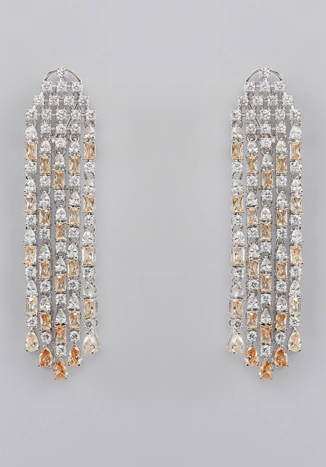 Faux Diamond 3 String Chandelier Earrings Zevar by Geeta - Fabilicious Fashion