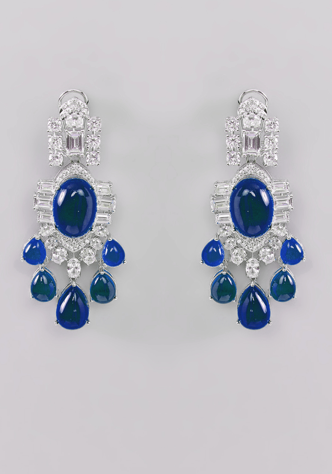 Faux Diamond And Blue Stones Necklace Set Zevar by Geeta - Fabilicious Fashion
