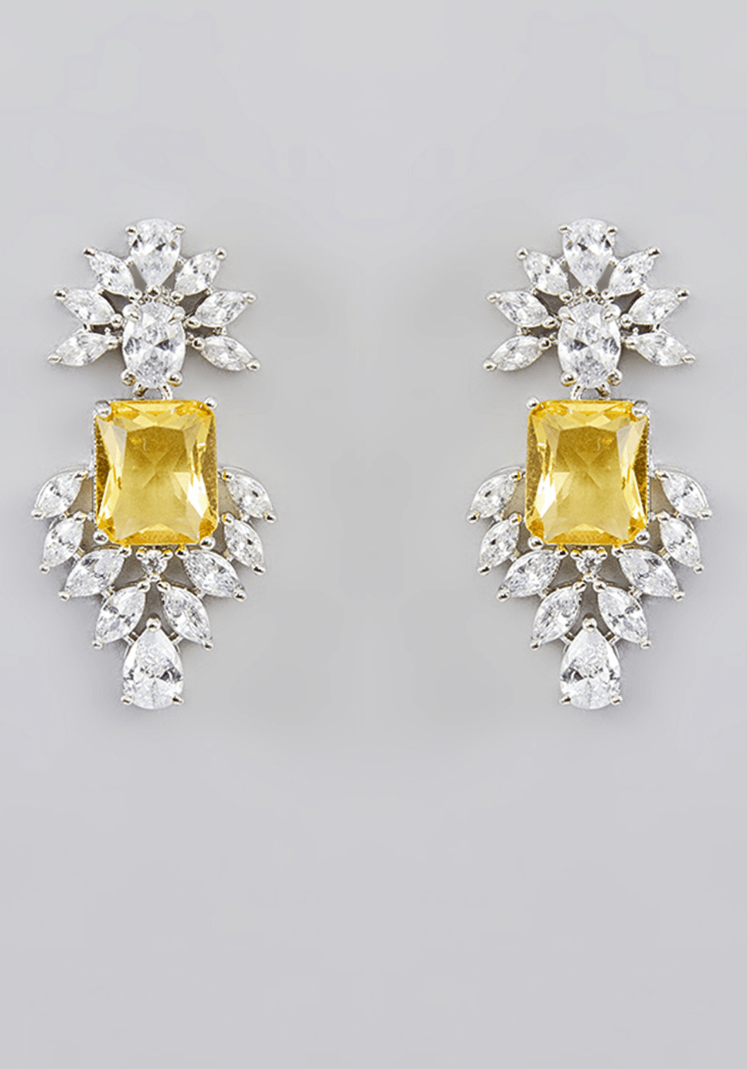 Faux Diamond And Yellow Stones Necklace Set Zevar by Geeta - Fabilicious Fashion