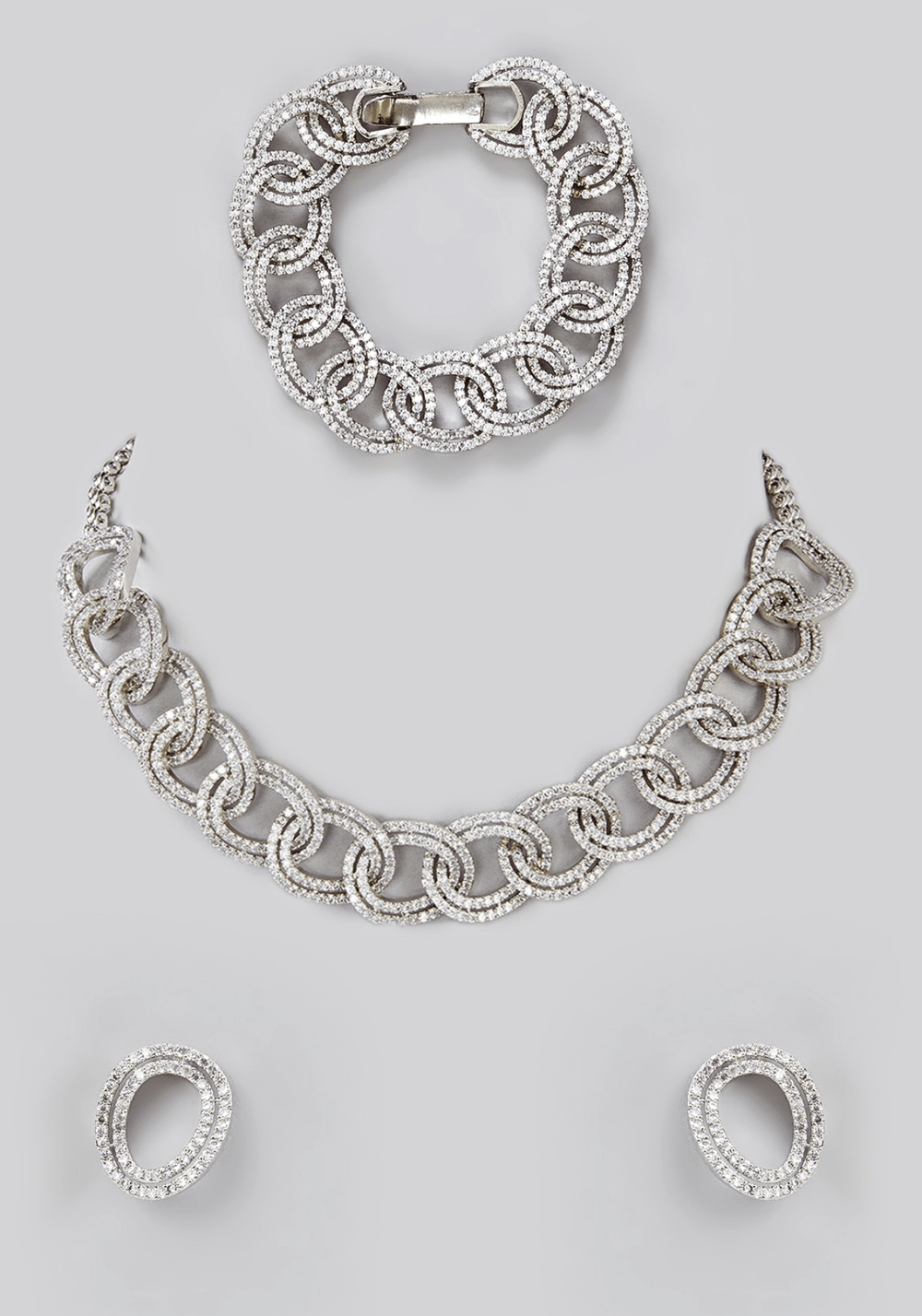 Faux Diamond Chain Necklace Set Zevar by Geeta - Fabilicious Fashion