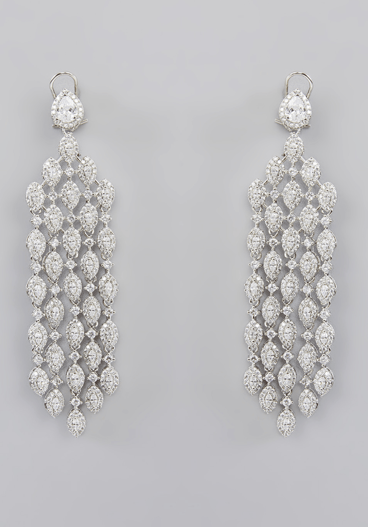 Faux Diamond Chandelier Earrings Zevar by Geeta - Fabilicious Fashion