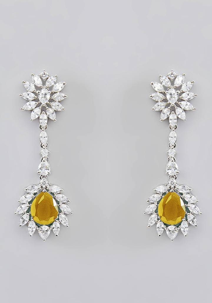 Faux Diamond Choker Set With Yellow Stones Zevar by Geeta - Fabilicious Fashion