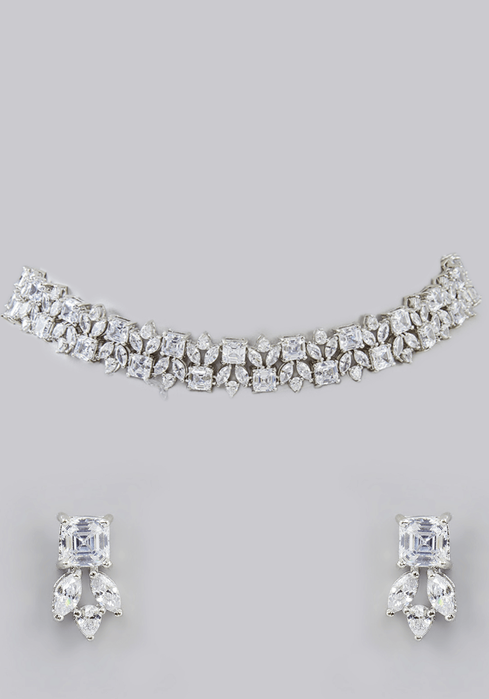 Faux Diamond Choker Set Zevar by Geeta - Fabilicious Fashion