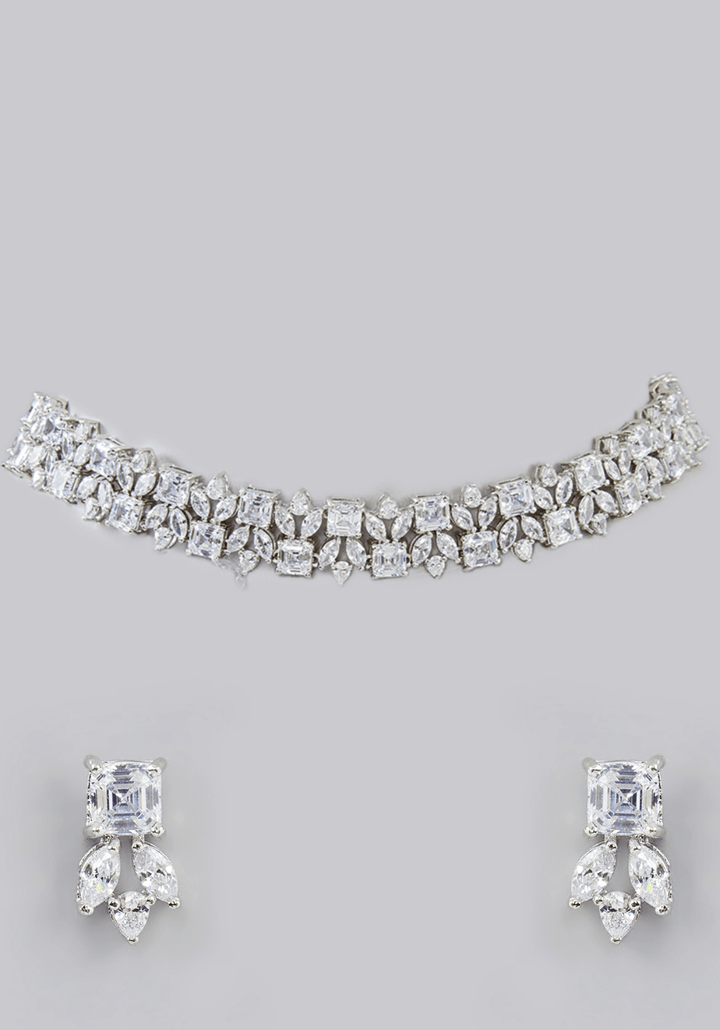 Faux Diamond Choker Set Zevar by Geeta - Fabilicious Fashion