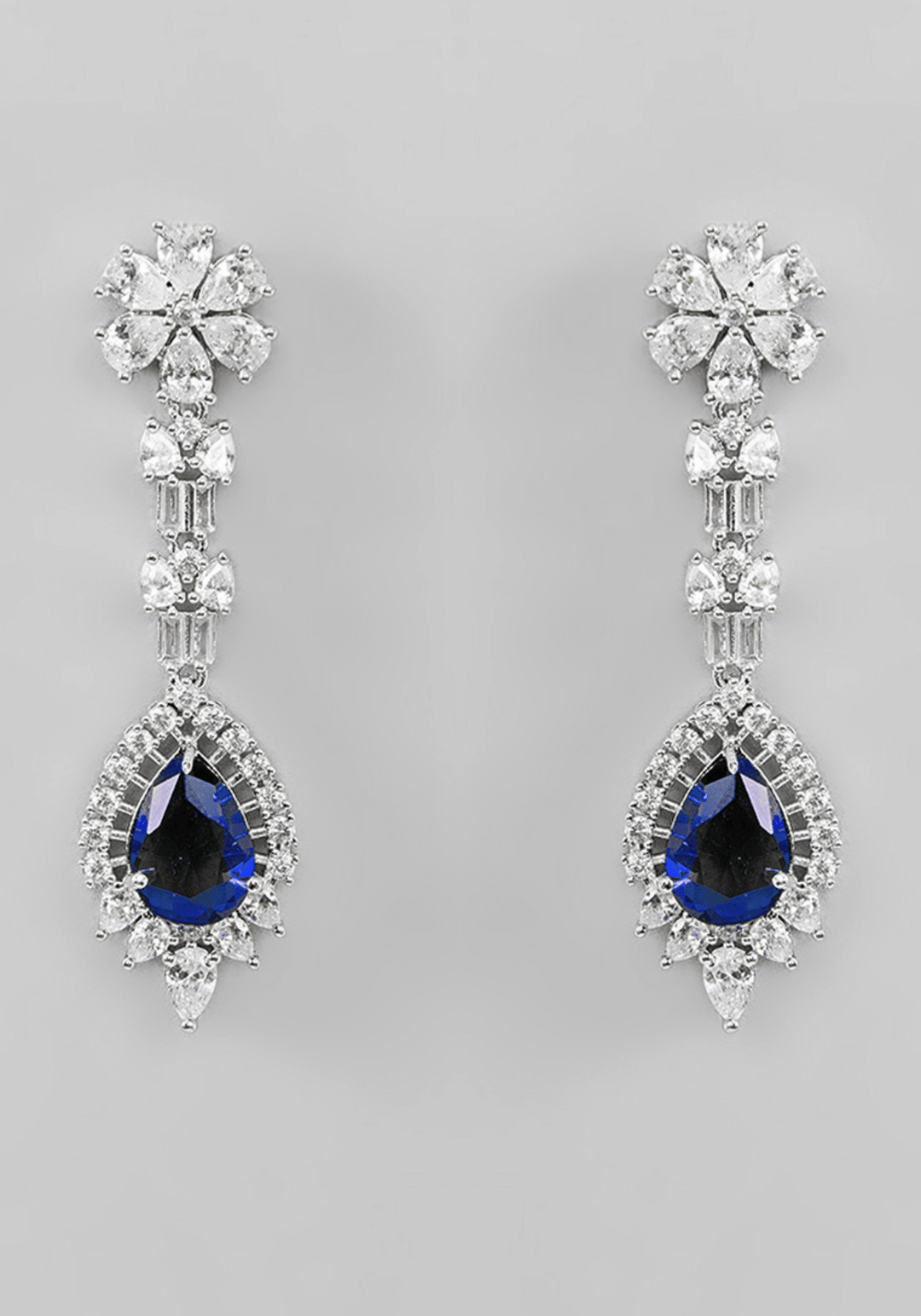 Faux Diamond Necklace Set With Blue Stones Zevar by Geeta - Fabilicious Fashion