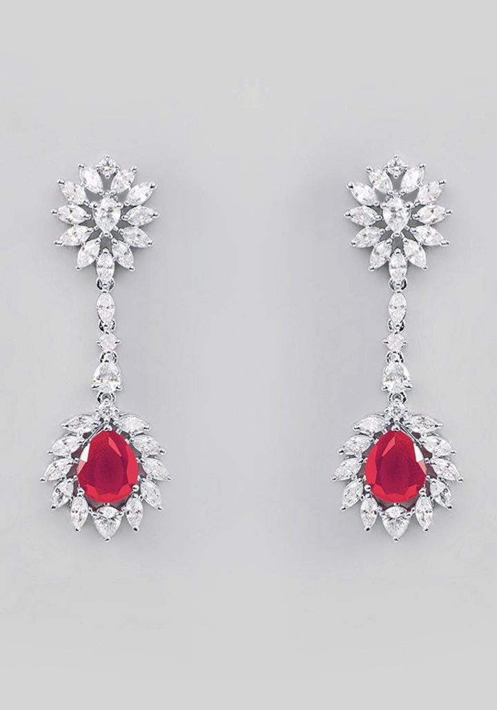 Faux Diamond Necklace With Red Pink Stones Zevar by Geeta - Fabilicious Fashion