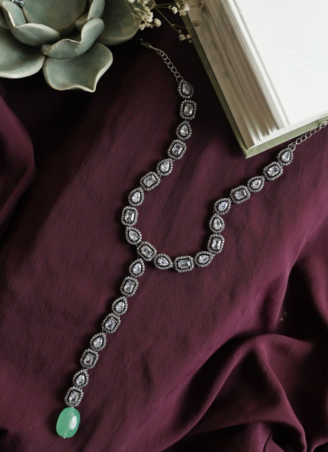 Do Taara Faux Diamond Silver NecklaceFabilicious Fashion