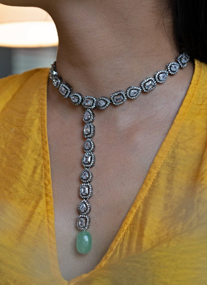 Do Taara Faux Diamond Silver NecklaceFabilicious Fashion