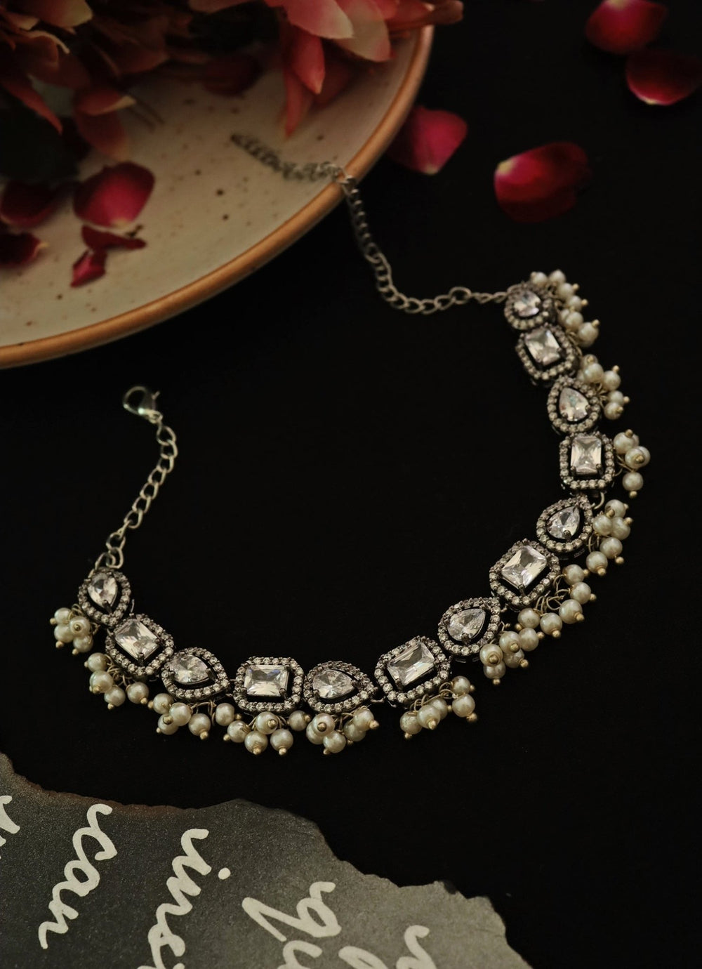 Do Taara Faux Diamond Silver NecklaceFabilicious Fashion