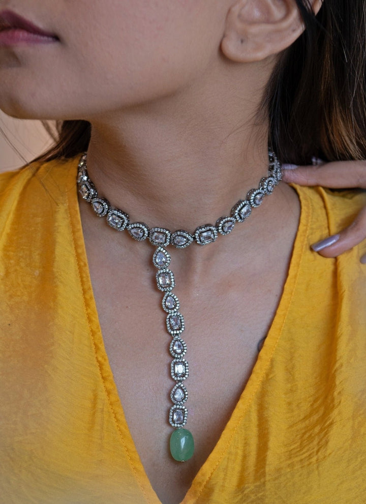 Do Taara Faux Diamond Silver NecklaceFabilicious Fashion