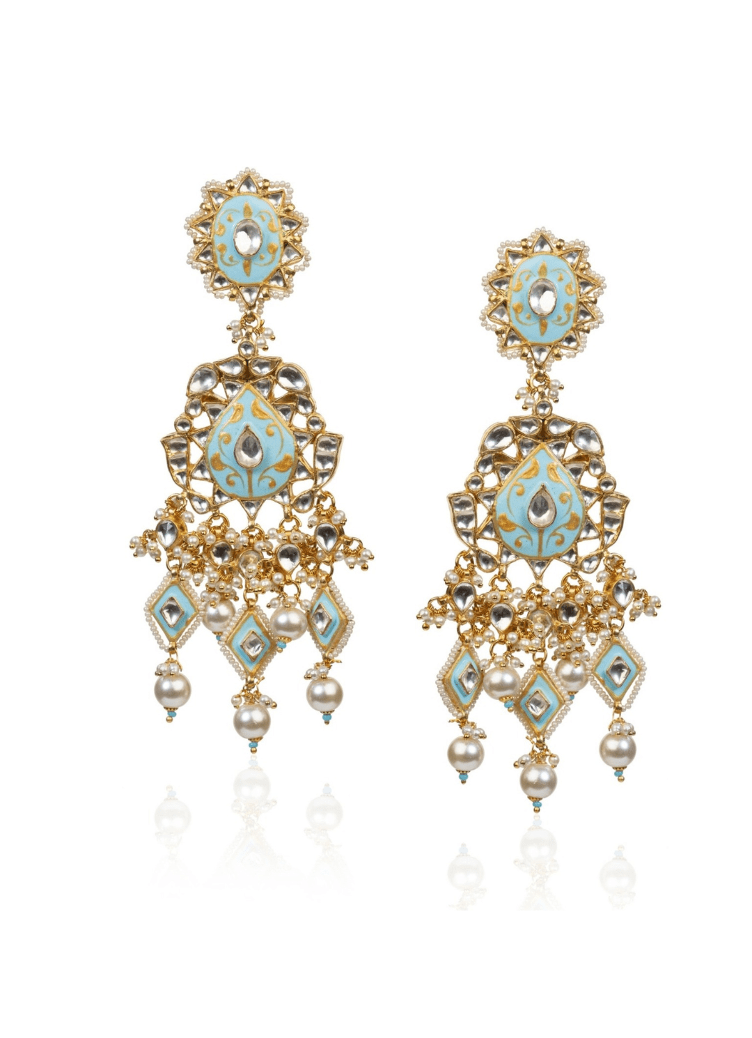 Firozi And White Earrings Riana by Shikha Jindal - Fabilicious Fashion
