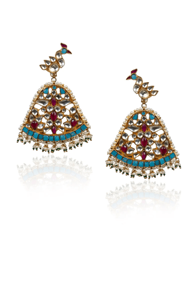 Firozi Peacock Earrings Riana by Shikha Jindal - Fabilicious Fashion