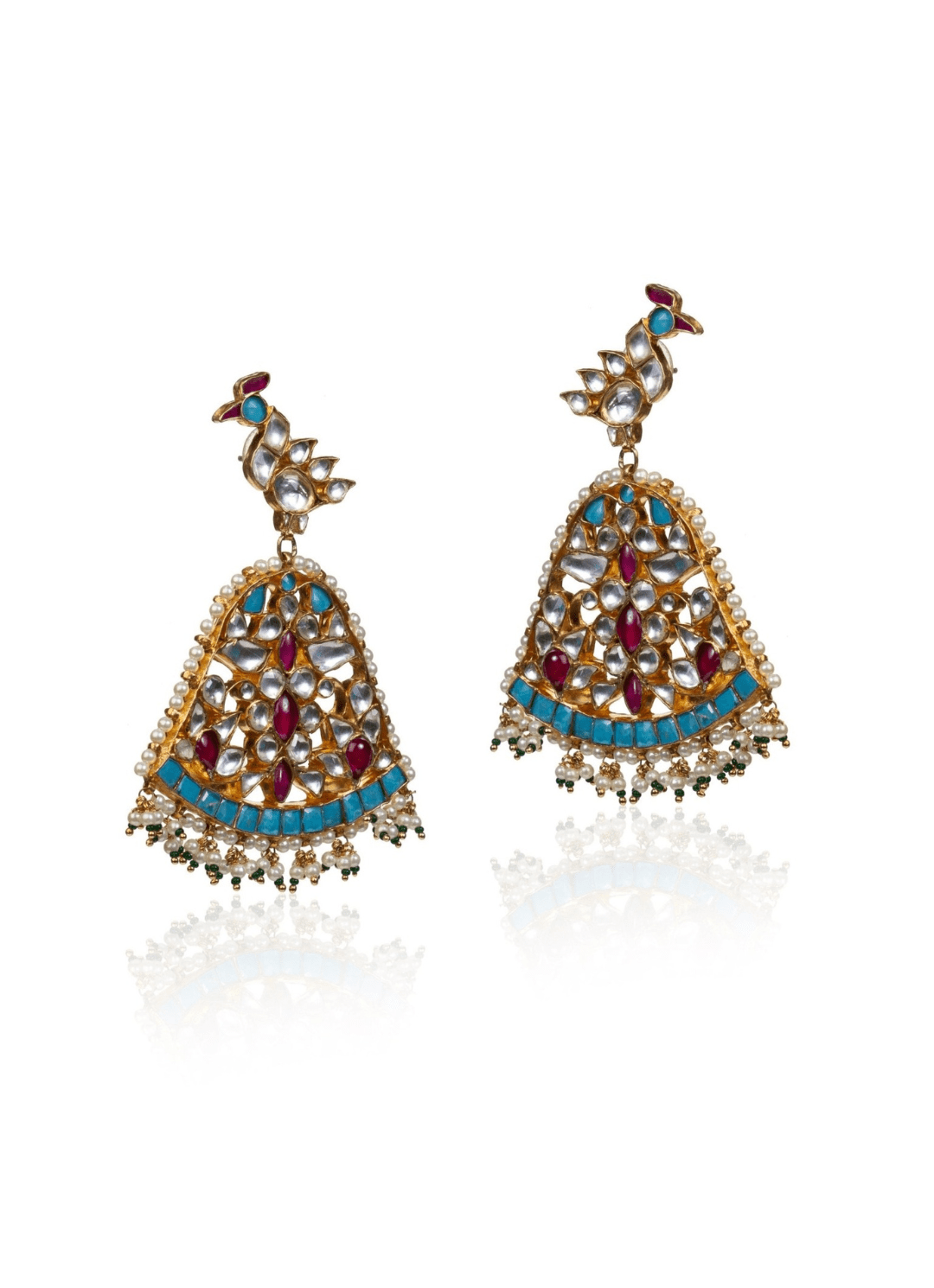 Firozi Peacock Earrings Riana by Shikha Jindal - Fabilicious Fashion